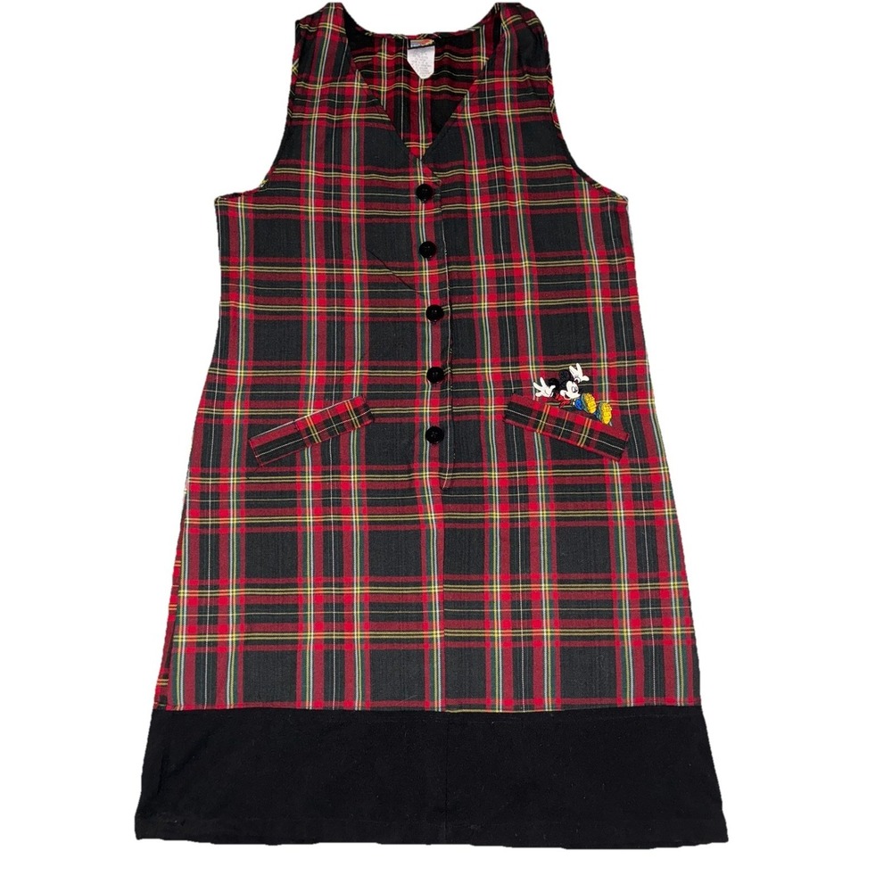 Mickey Mouse Dress Juniors 9 Red Tartan Disney Jerry Leigh Vintage *altered